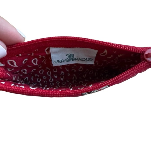 Vera Bradley Red White Floral Mini Small Wallet Coin Card fabric Zip - Picture 3 of 5